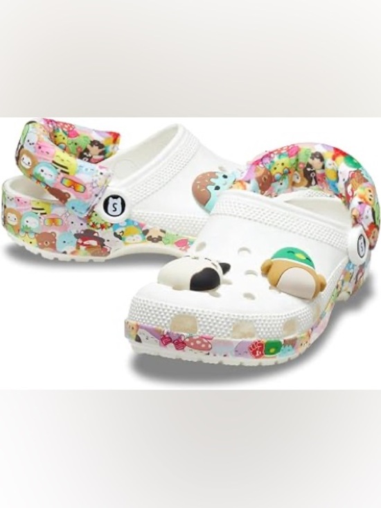CROCS Shoes - CROCS x SQUISHMALLOWS | White Clog Shoes with Colorful Character Jibbitz